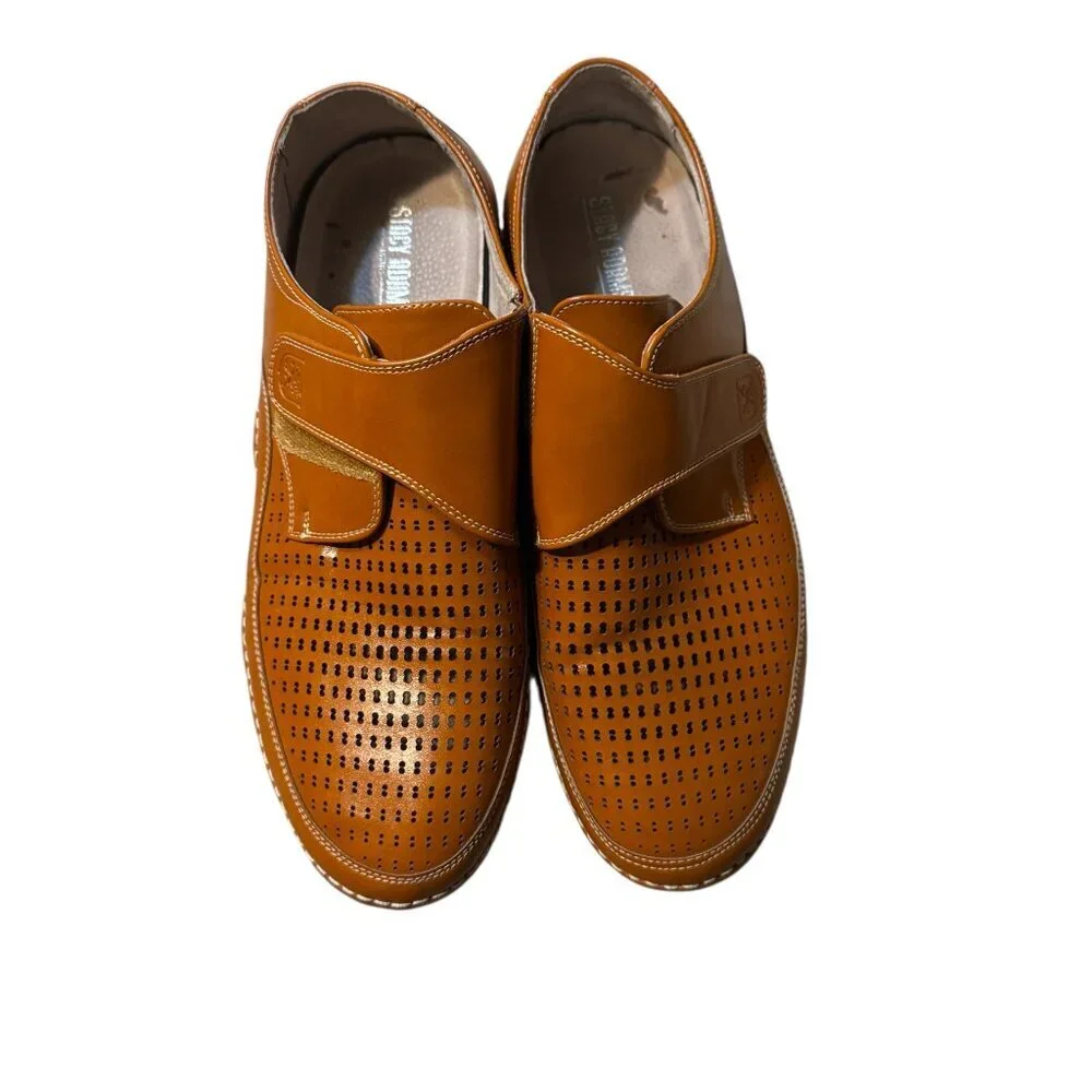 Stacy Adams Perforated Leather Loafers Mens 11 Brown Slip On Comfort Dress Casua